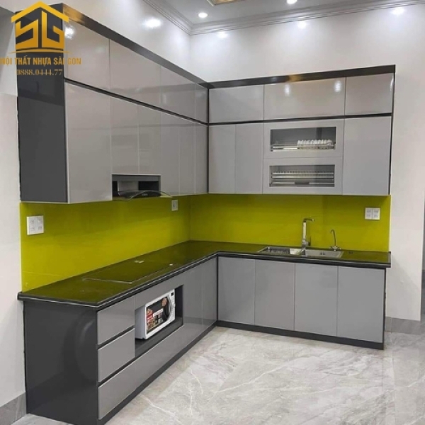 Tủ Bếp Nhựa Màu Xám Sang Trọng