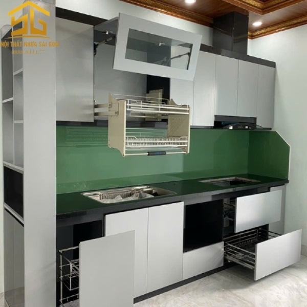 Tủ bếp nhựa Zuko màu xám titan sang trọng 3
