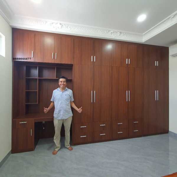 Tủ áo gỗ nhựa cao cấp tích hợp bàn làm việc