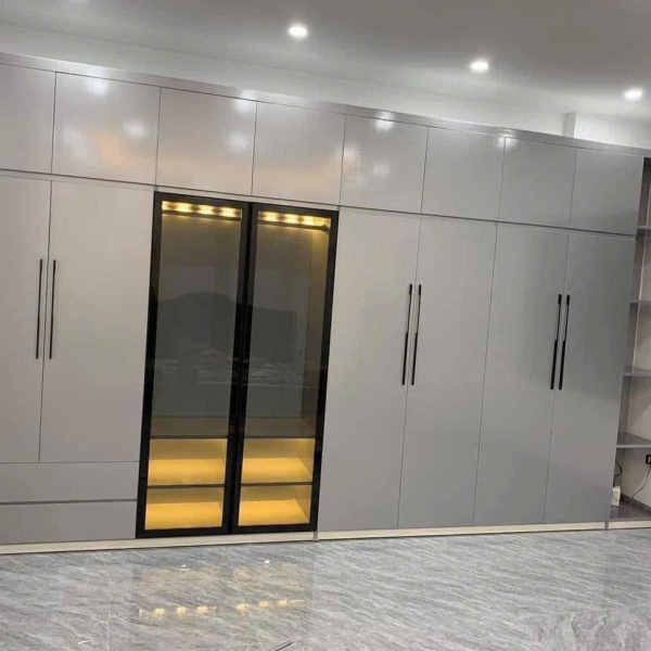 Tủ Quần Áo Nhựa Ecoplast 6 Cánh Kết Hợp Cửa Kính Đèn LED – Siêu Phẩm Không Gian Rộng