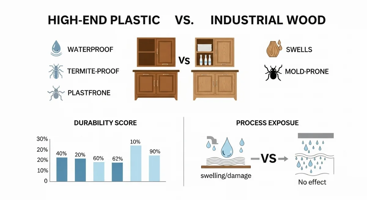 Gia đình đang thảo luận lựa chọn vật liệu tủ bếp bền