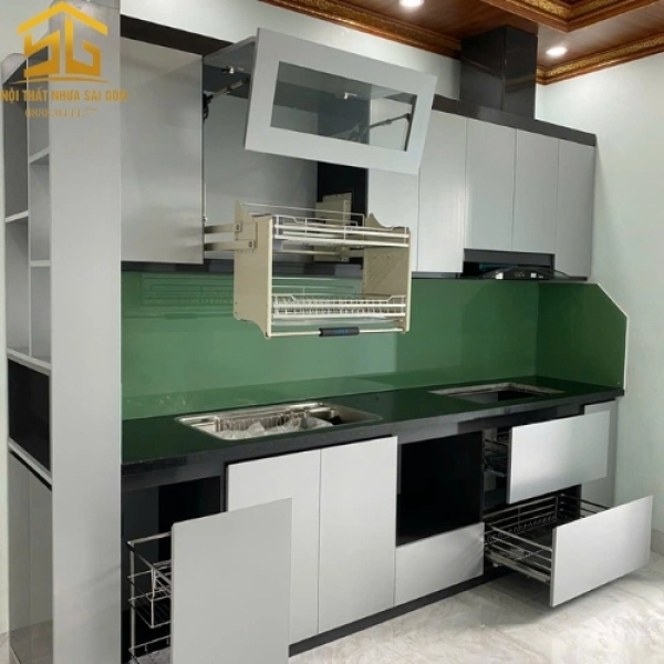 Tủ bếp nhựa Zuko màu xám titan sang trọng 3