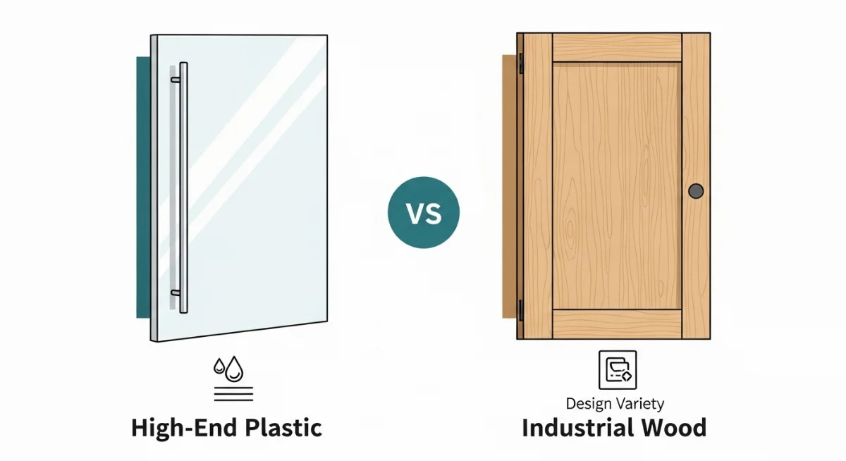 Tủ bếp gỗ công nghiệp hiện đại với màu sắc vân gỗ ấm áp