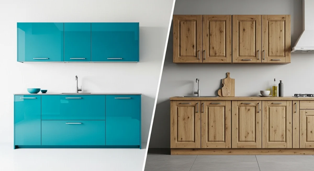 tủ bếp nhựa cao cấp màu trắng hiện đại, thiết kế gọn gàng