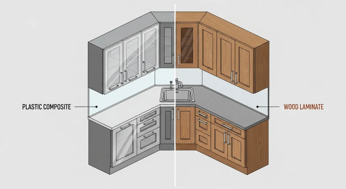 Tủ bếp gỗ công nghiệp vân gỗ tự nhiên mang lại vẻ đẹp ấm cúng
