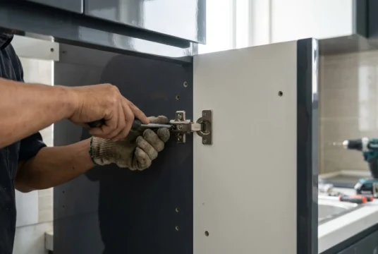 Bàn giao tủ bếp nhựa đặc cánh Acrylic cho nhà khách tại Gò Vấp